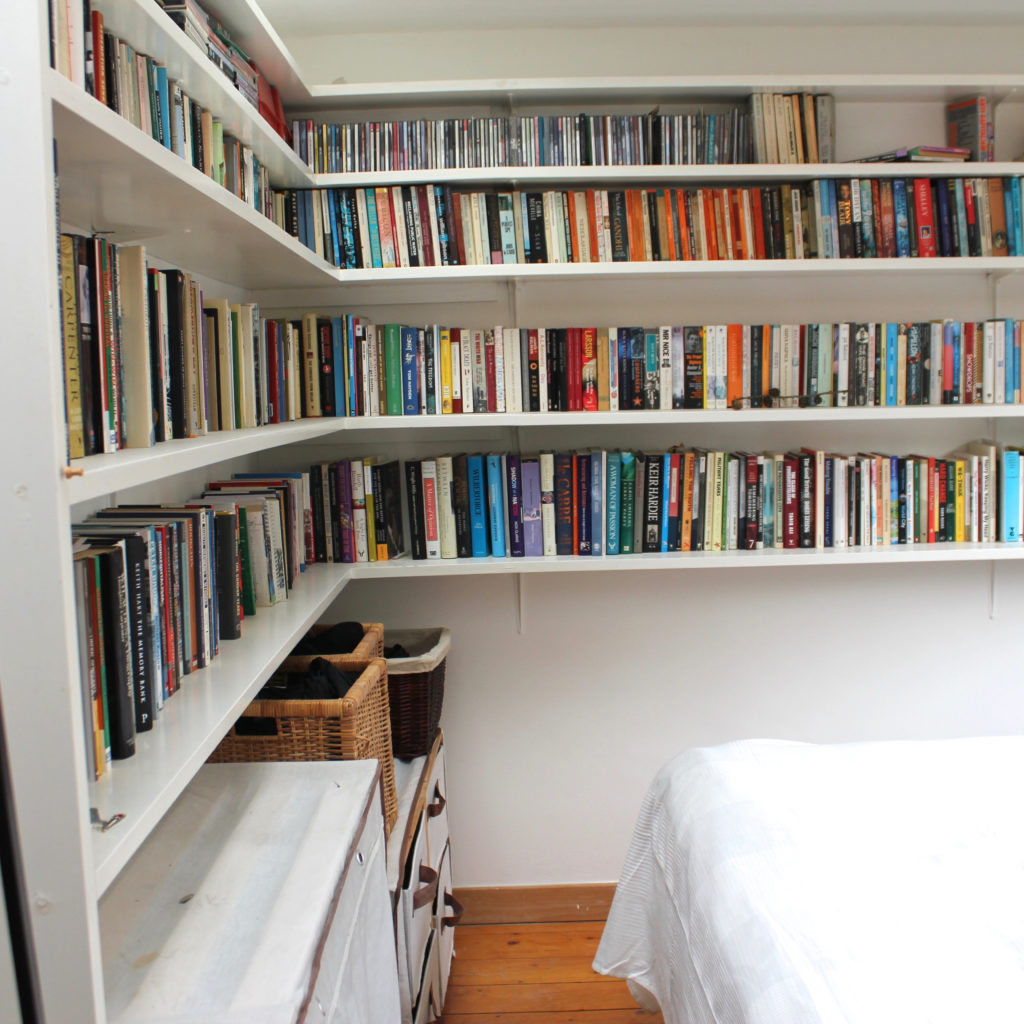 Islington town house bookcase in bedroom
